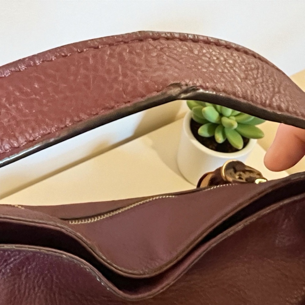 Michael Kors Burgundy Leather Charm Tassel Hobo Bag - Picture 12 of 13